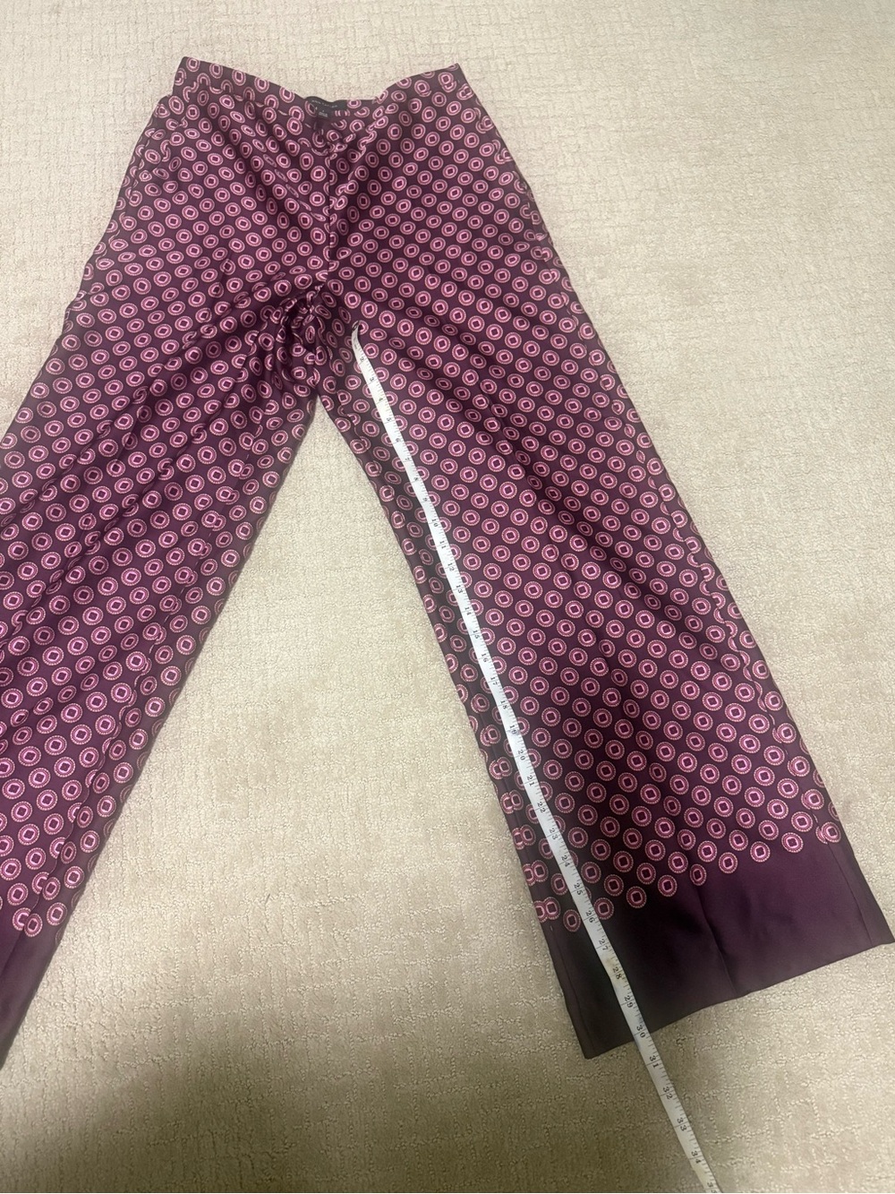 Ann Taylor Plum Geometric Wide-Leg Satin Pants - Picture 7 of 7